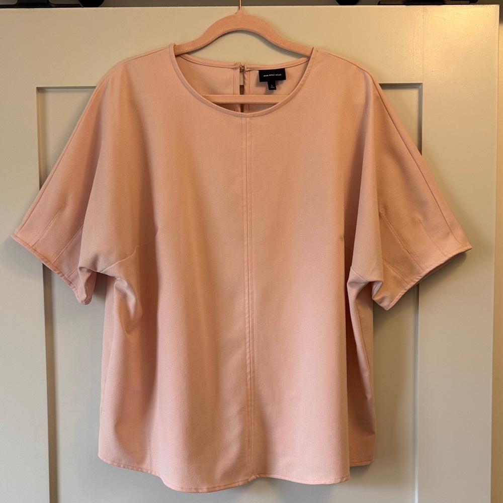 Who What Wear Rose Pink Shirt Blouse w/Bell Sleeves size L